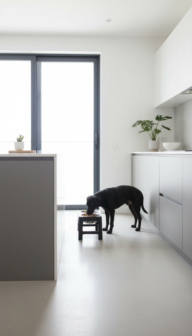 Raised Dog Bowl Stand - 4 Height Adjustable with Stainless Steel Food & Water Bowls